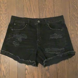 Black denim shorts